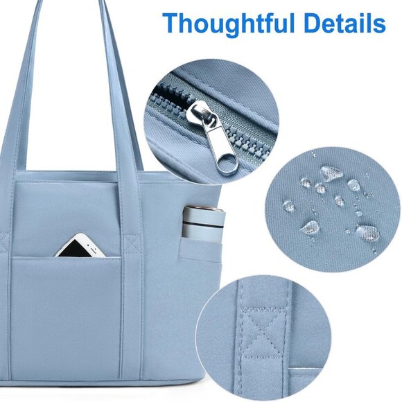 Women Tote Bag Cotton Large Capacity Water-Resistant Multi-Pocket Travel - Picture 3 of 6